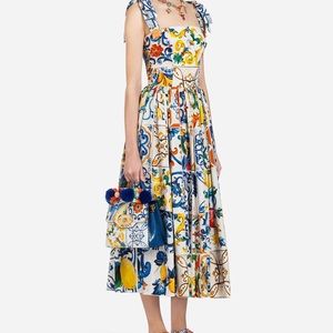 Dupe D&G MIDI Majolica Dress Bow Strap